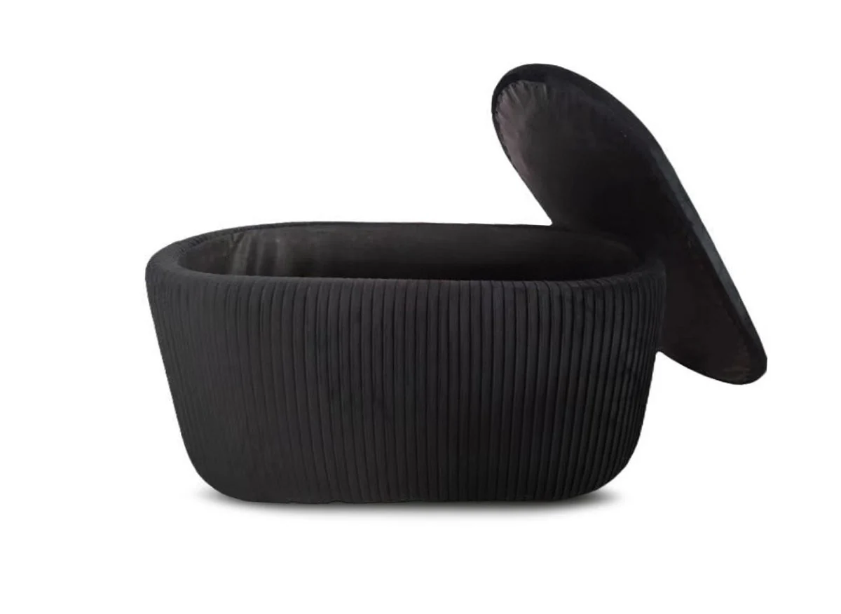 Banquette avec coffre de rangement en velours noir MERY - Image 3