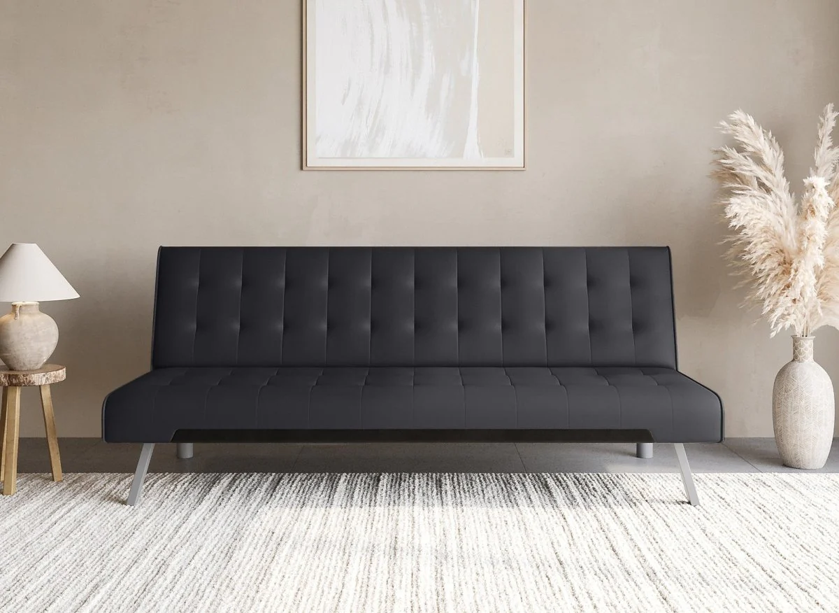 Banquette clic-clac capitonné design noir KEDY - Image 3