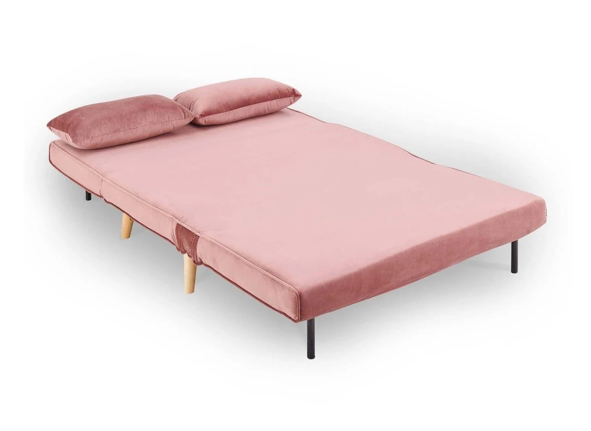 Canapé clic clac 2 places en velours rose TONKA - Image 5