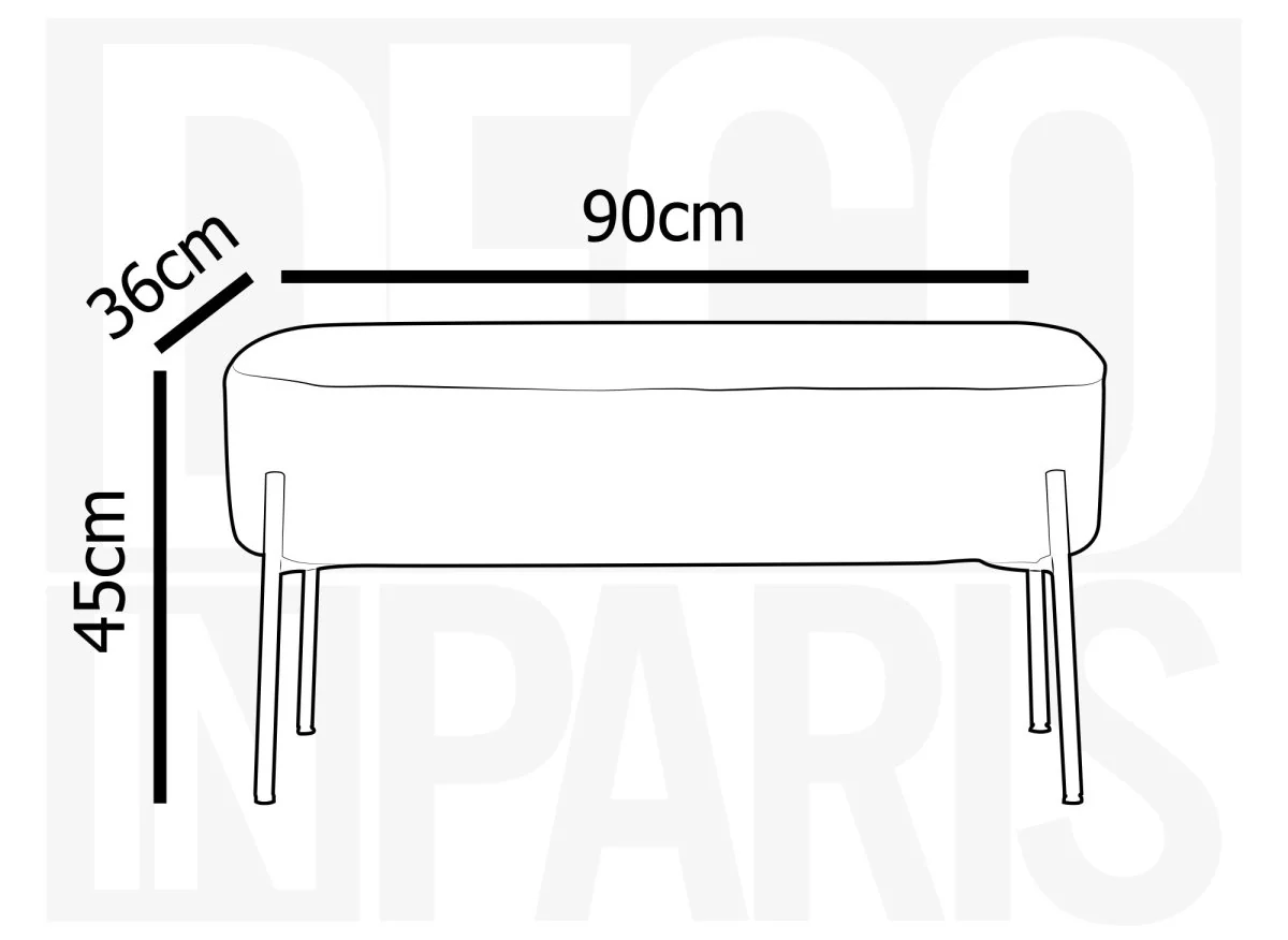 Banquette en tissu effet peau de mouton gris et pieds en métal noir LEYAN - Image 3