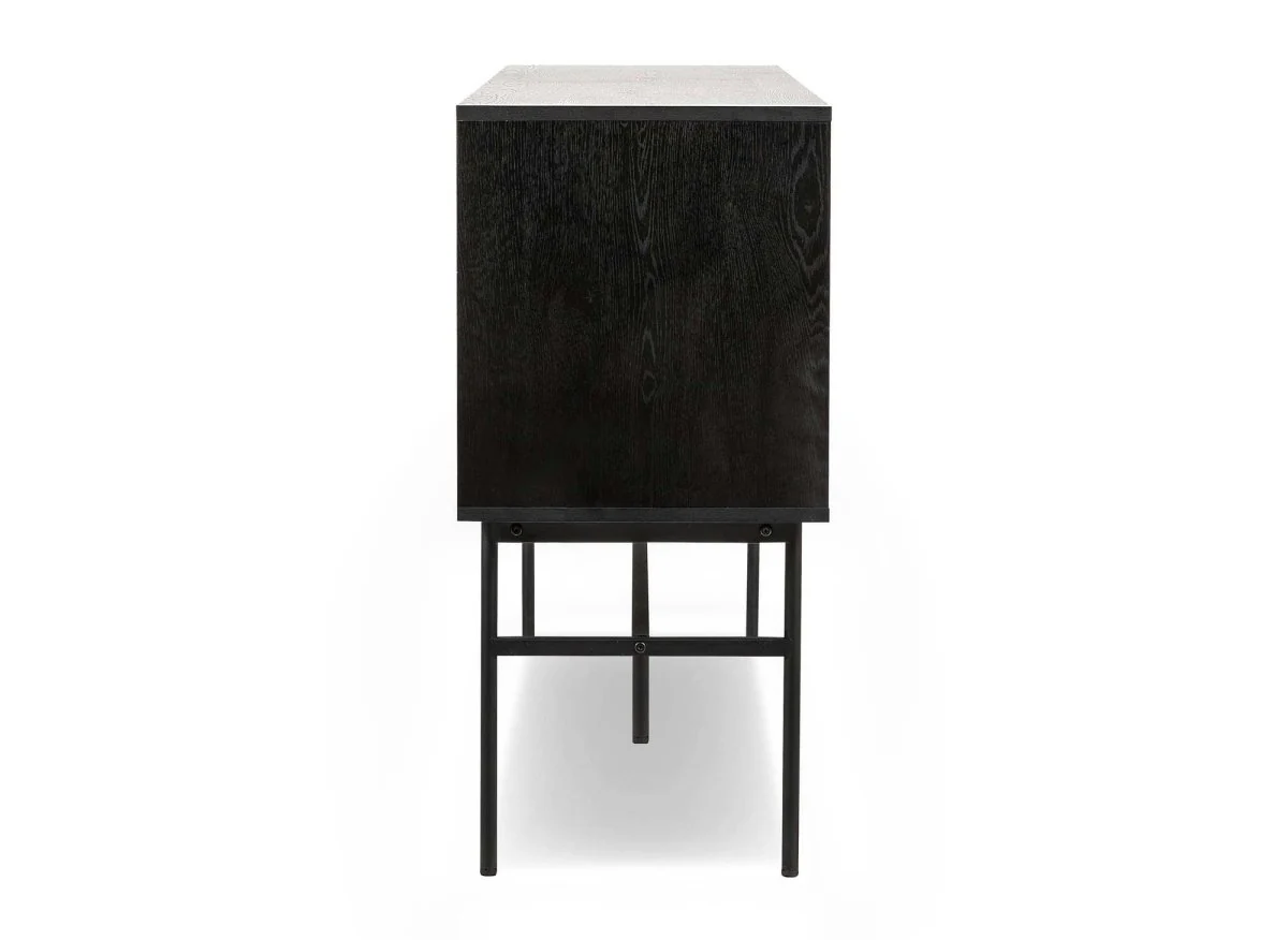 Buffet enfilade 3 tiroirs 2 portes en bois et métal noir DARYL - Image 12