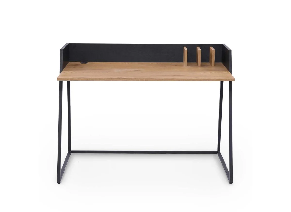 Bureau compact design industriel en bois et métal ARMELLE - Image 4