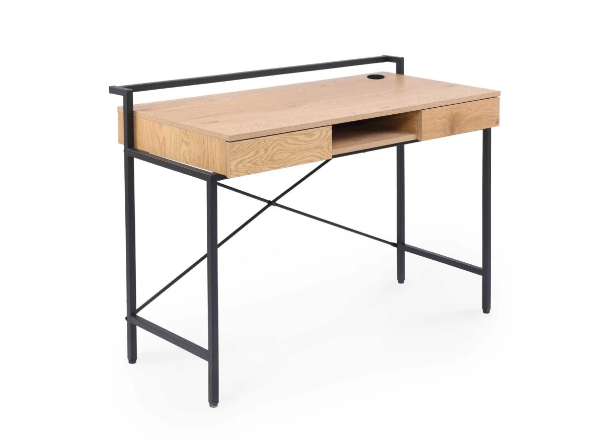 Bureau compact design industriel en bois et métal EDMOND - Image 2