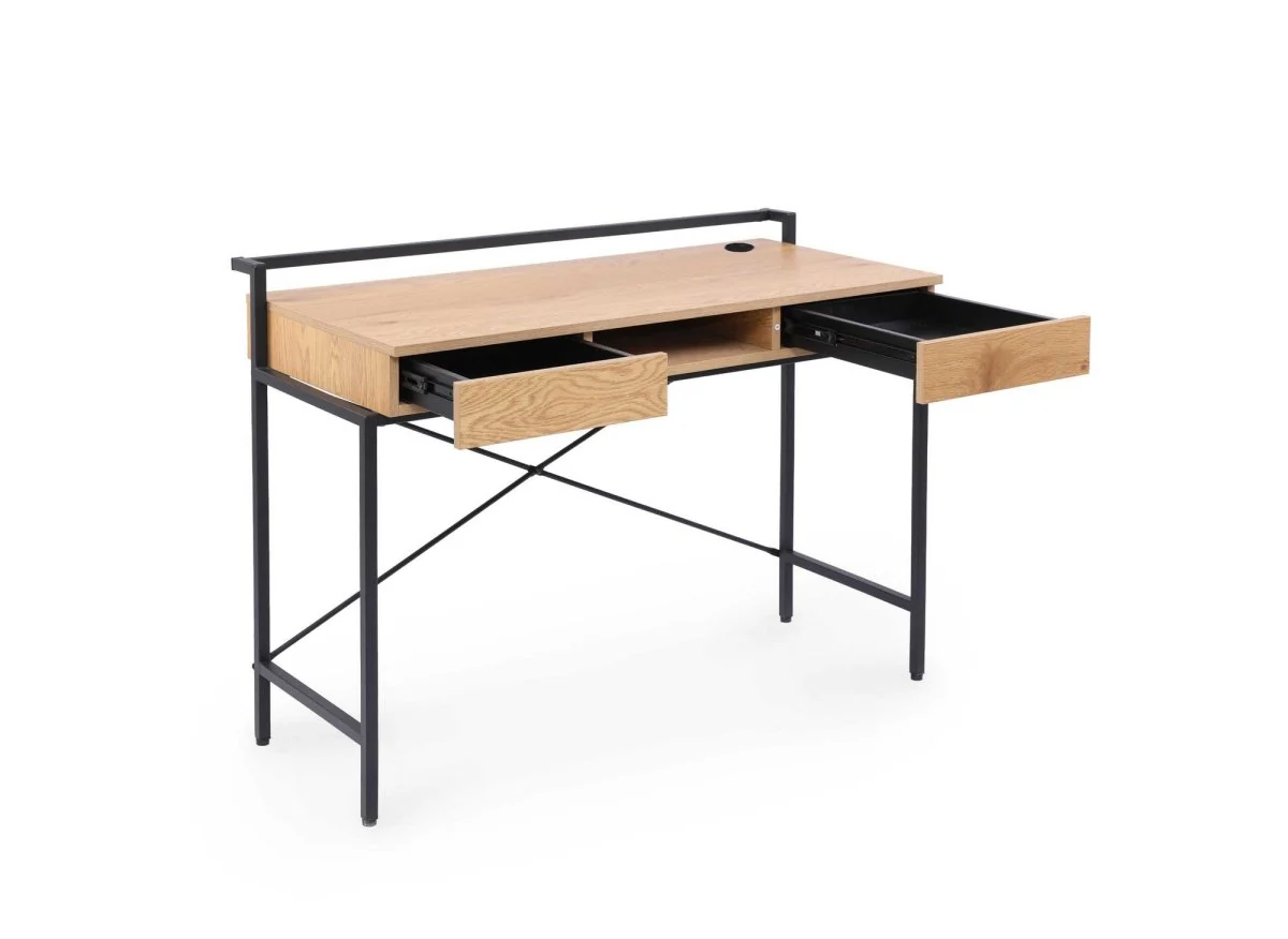 Bureau compact design industriel en bois et métal EDMOND - Image 4
