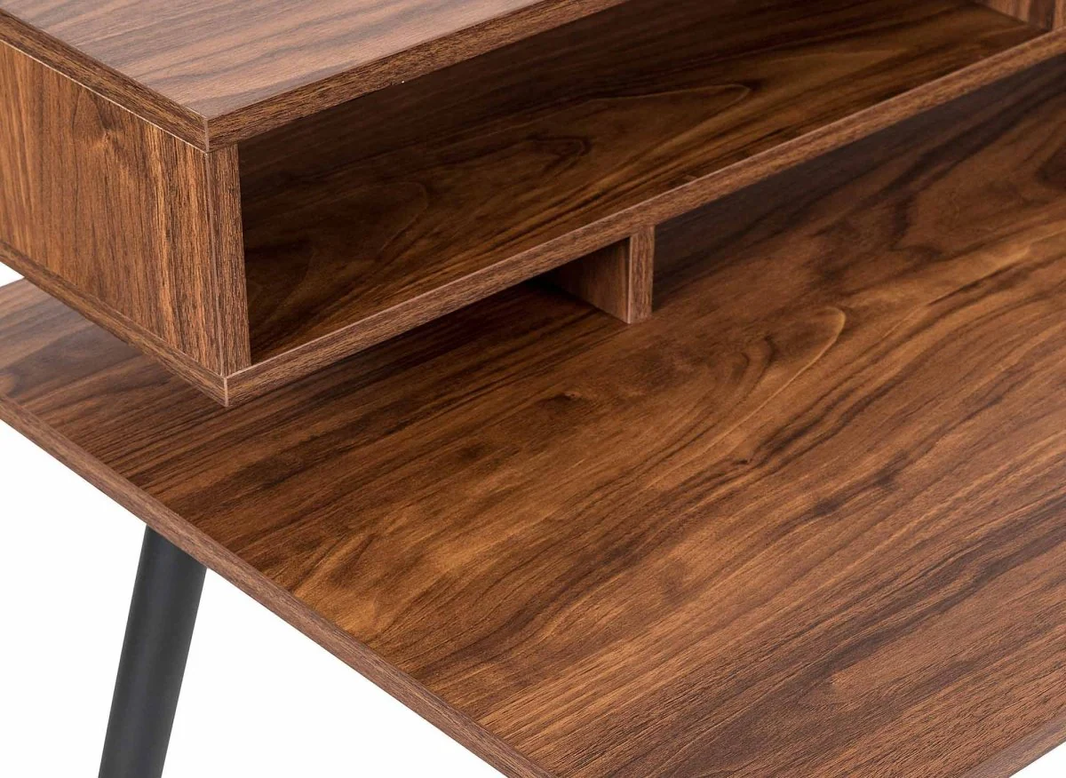 Bureau style industriel avec niches en bois et métal noir MARLINE - Image 5