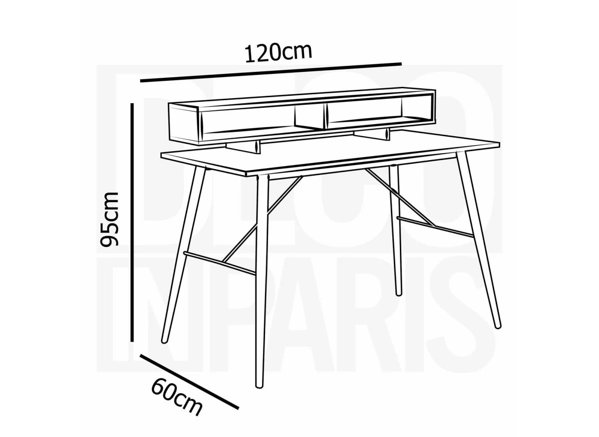 Bureau style industriel avec niches en bois et métal noir MARLINE - Image 7