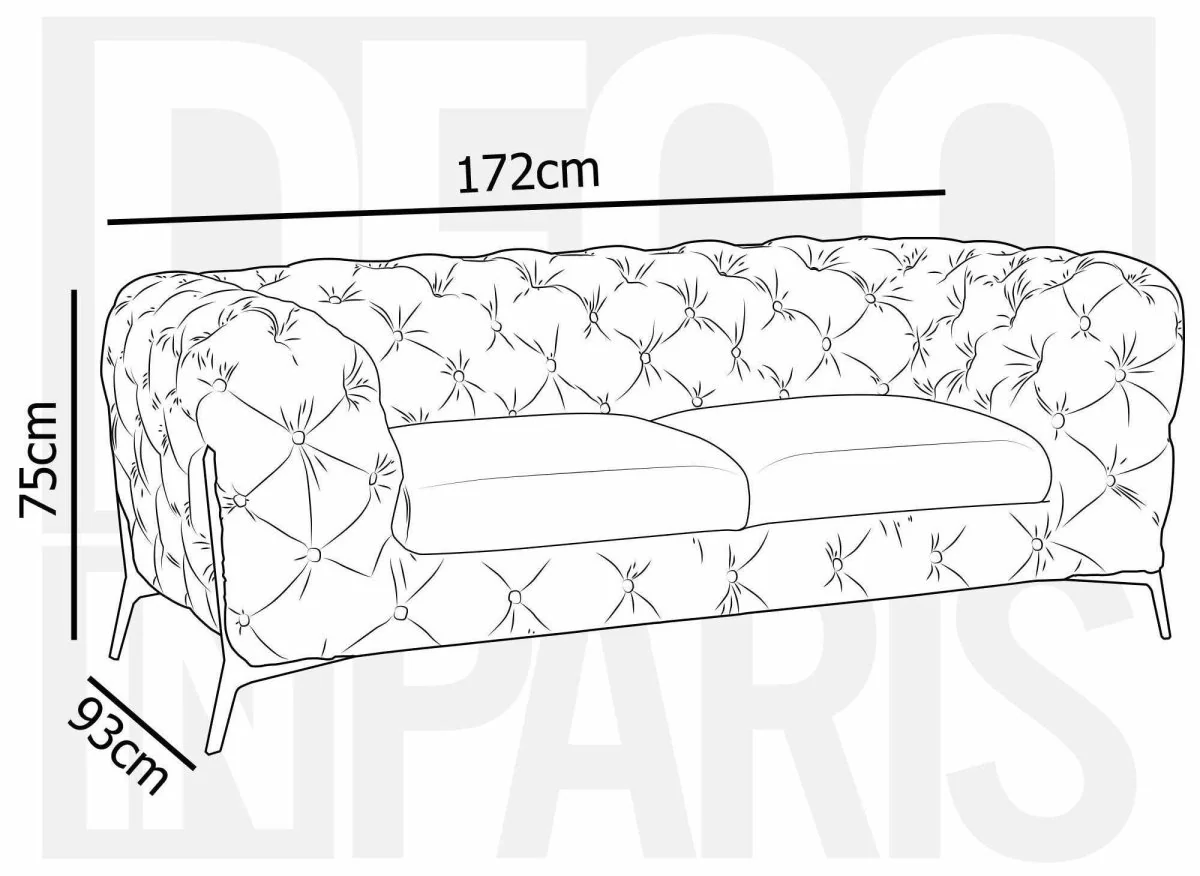 Canapé fixe 2 places capitonné chesterfield velours gris CARMEN - Image 13