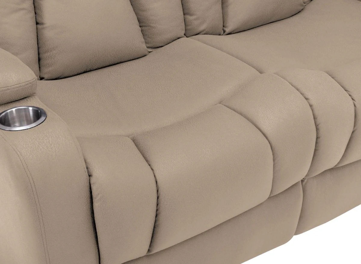 Canapé 2 places relax électrique en tissu microfibre beige EL CLARENCE - Image 11