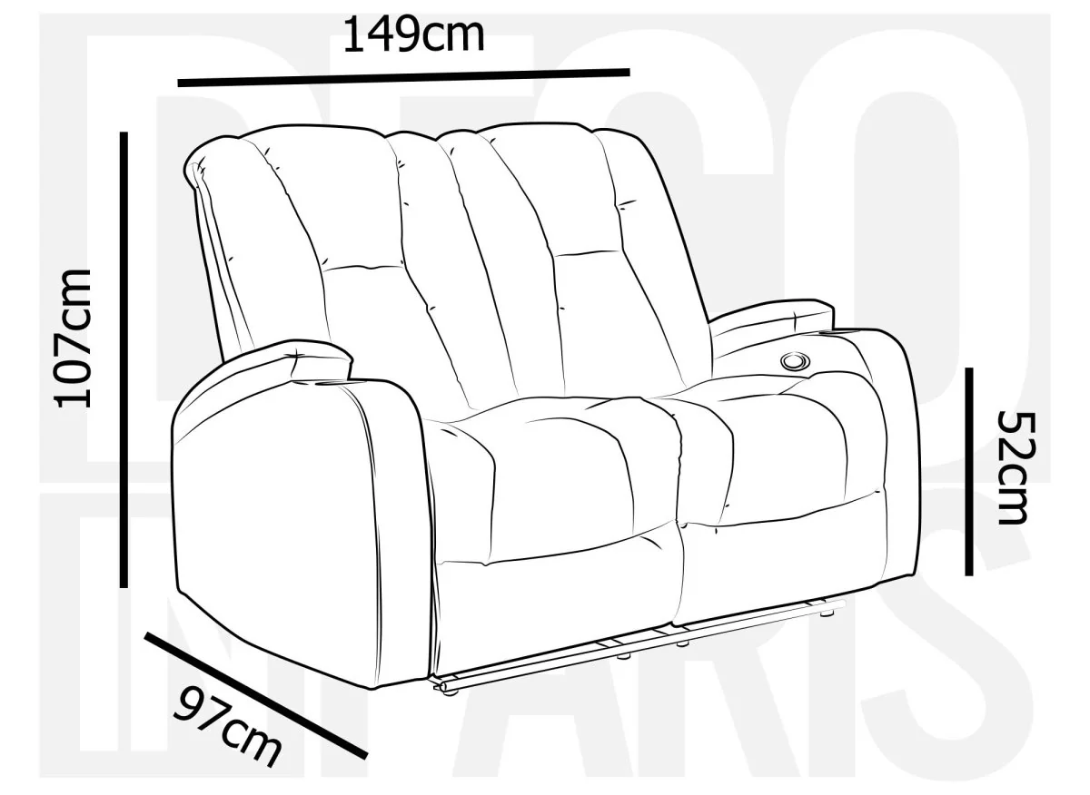 Canapé 2 places relax électrique en tissu microfibre beige EL CLARENCE - Image 12
