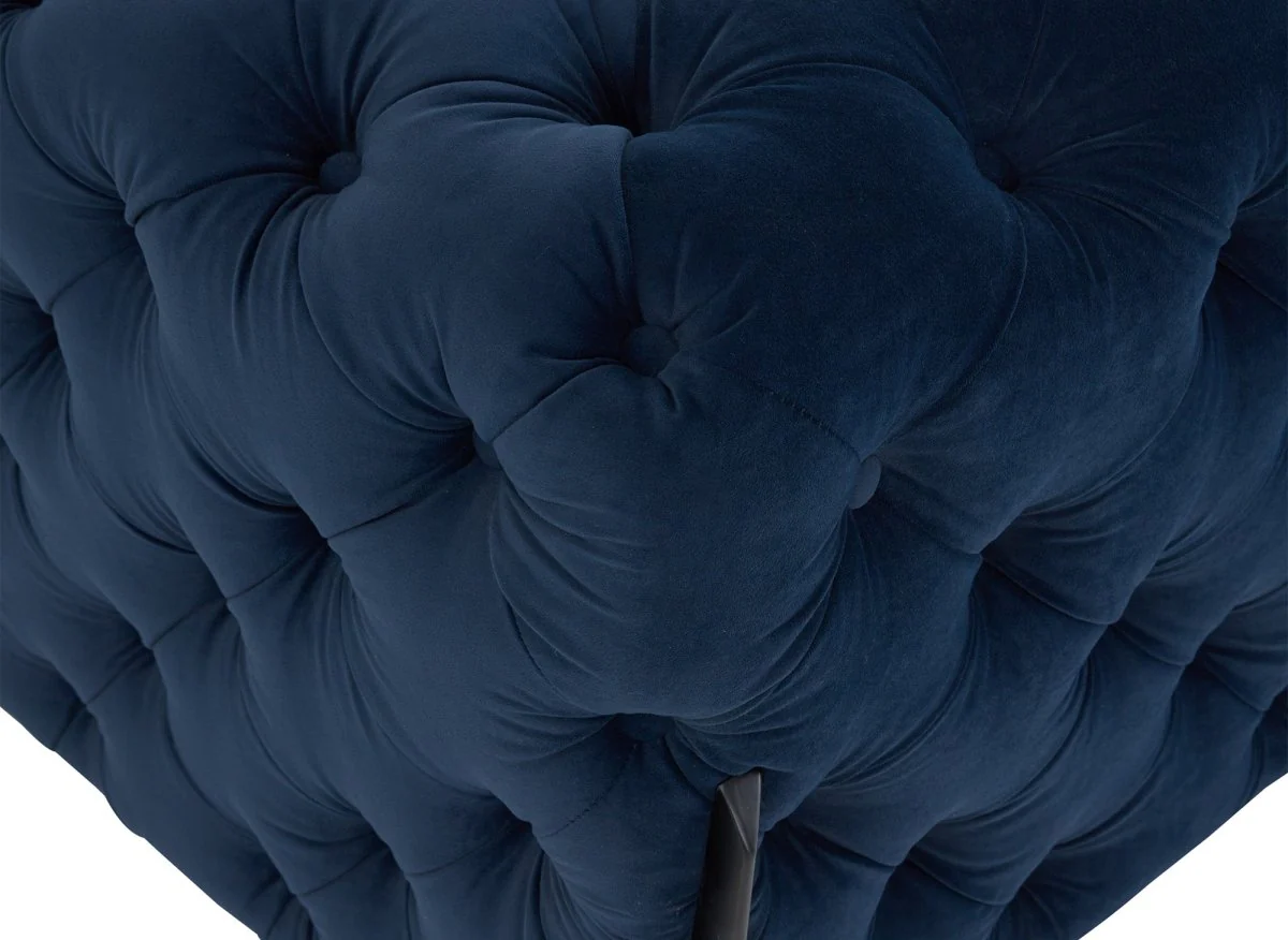 Canapé fixe 3 places capitonné chesterfield velours bleu CARMEN - Image 11