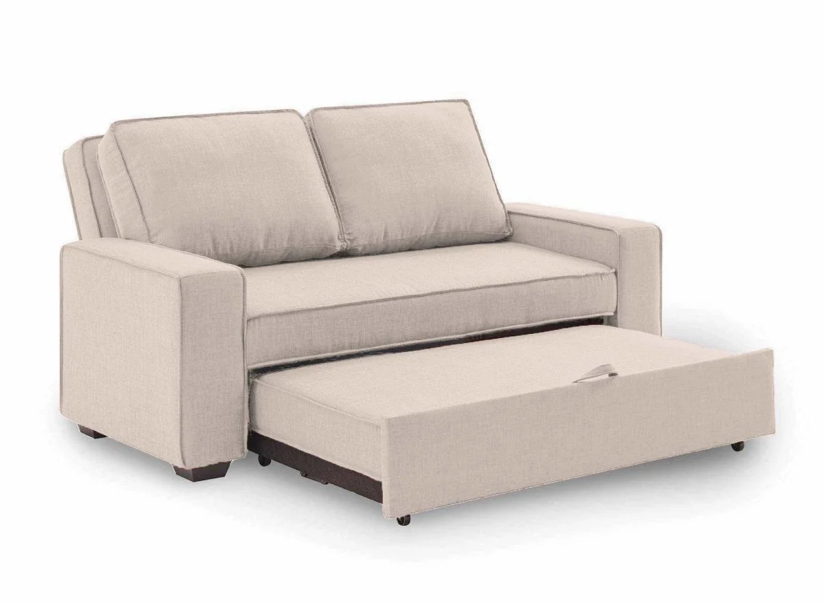 Canapé convertible 3 places en tissu beige JAMES - Image 7