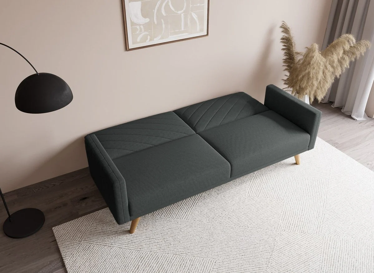 Canapé 3 places convertible scandinave en tissu gris foncé BALDER - Image 2