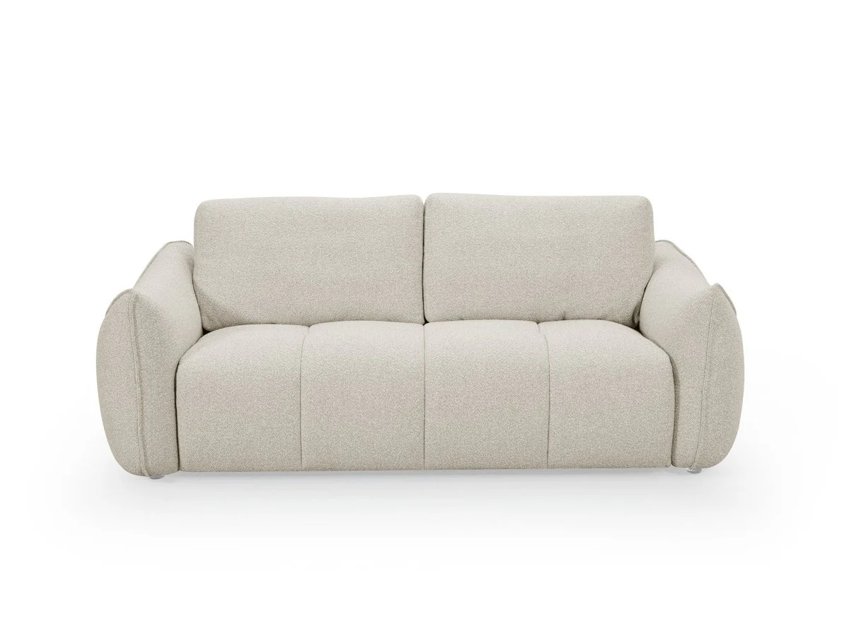 Canapé fixe 3 places en tissu bouclette beige EZRA - Image 5