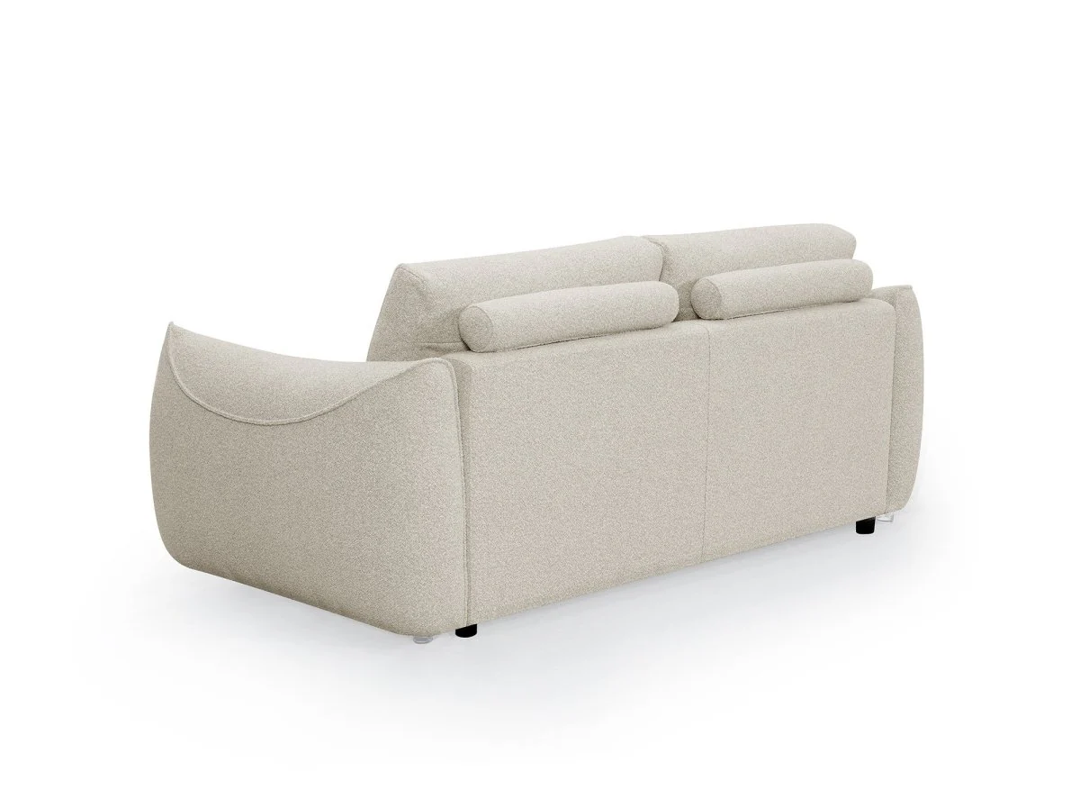 Canapé fixe 3 places en tissu bouclette beige EZRA - Image 6