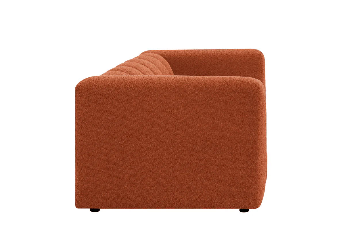 Canapé fixe 3 places en tissu bouclette terracotta AELIS - Image 5