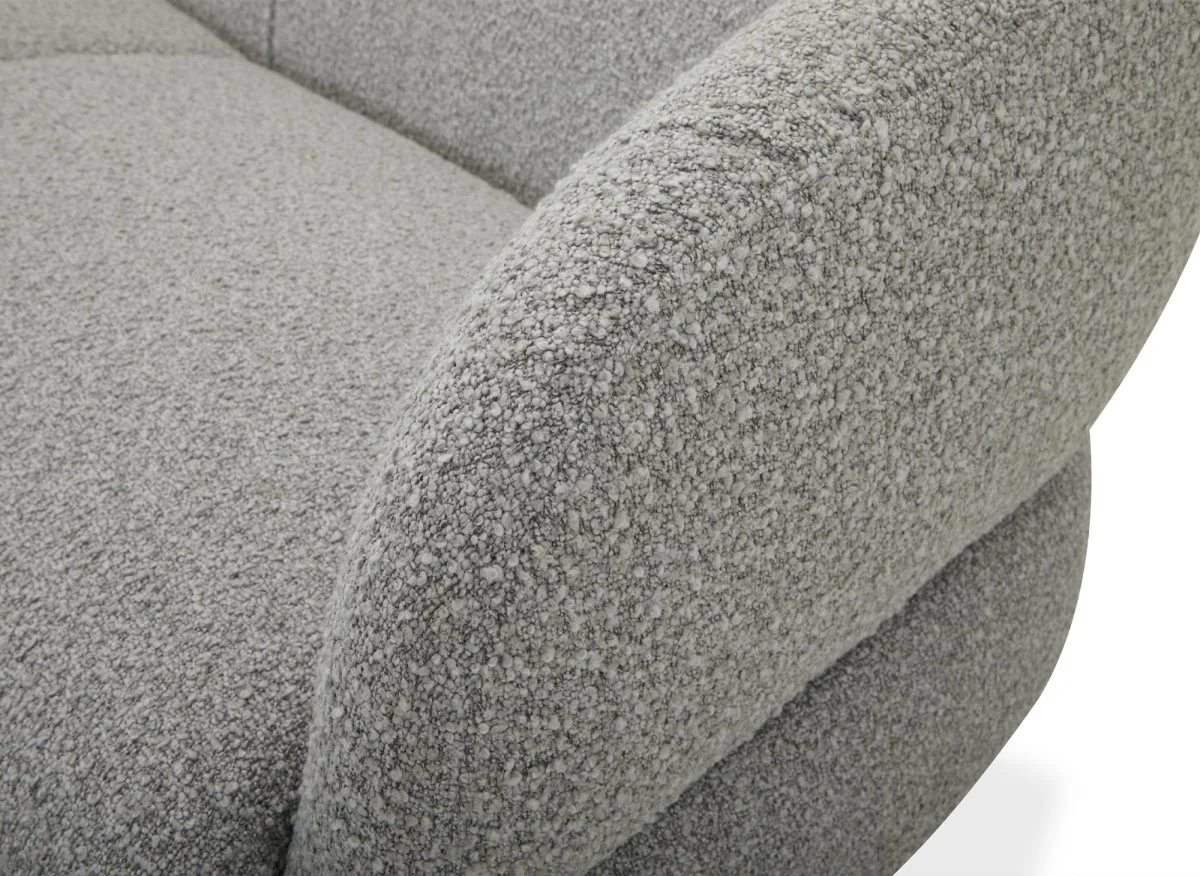 Canapé fixe 3 places en tissu effet peau de mouton gris clair LEXIE - Image 11