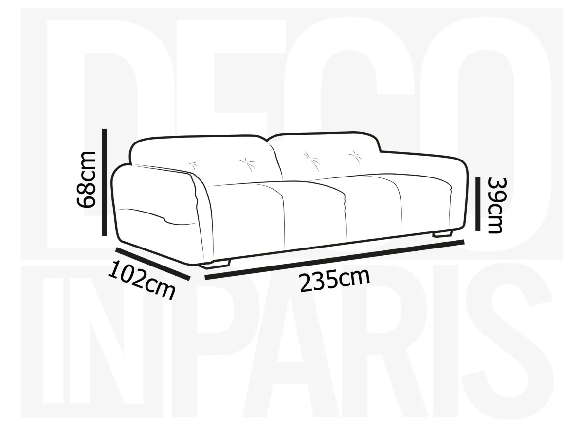 Canapé fixe 3 places en velours gris PICASSO - Image 7