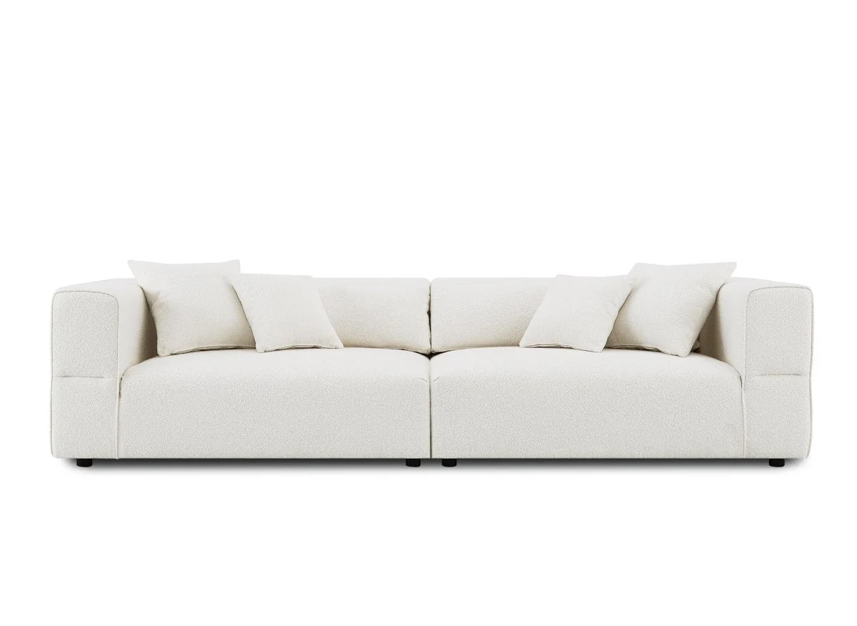 Canapé fixe 4 places effet peau de mouton beige EVELYNE - Image 4