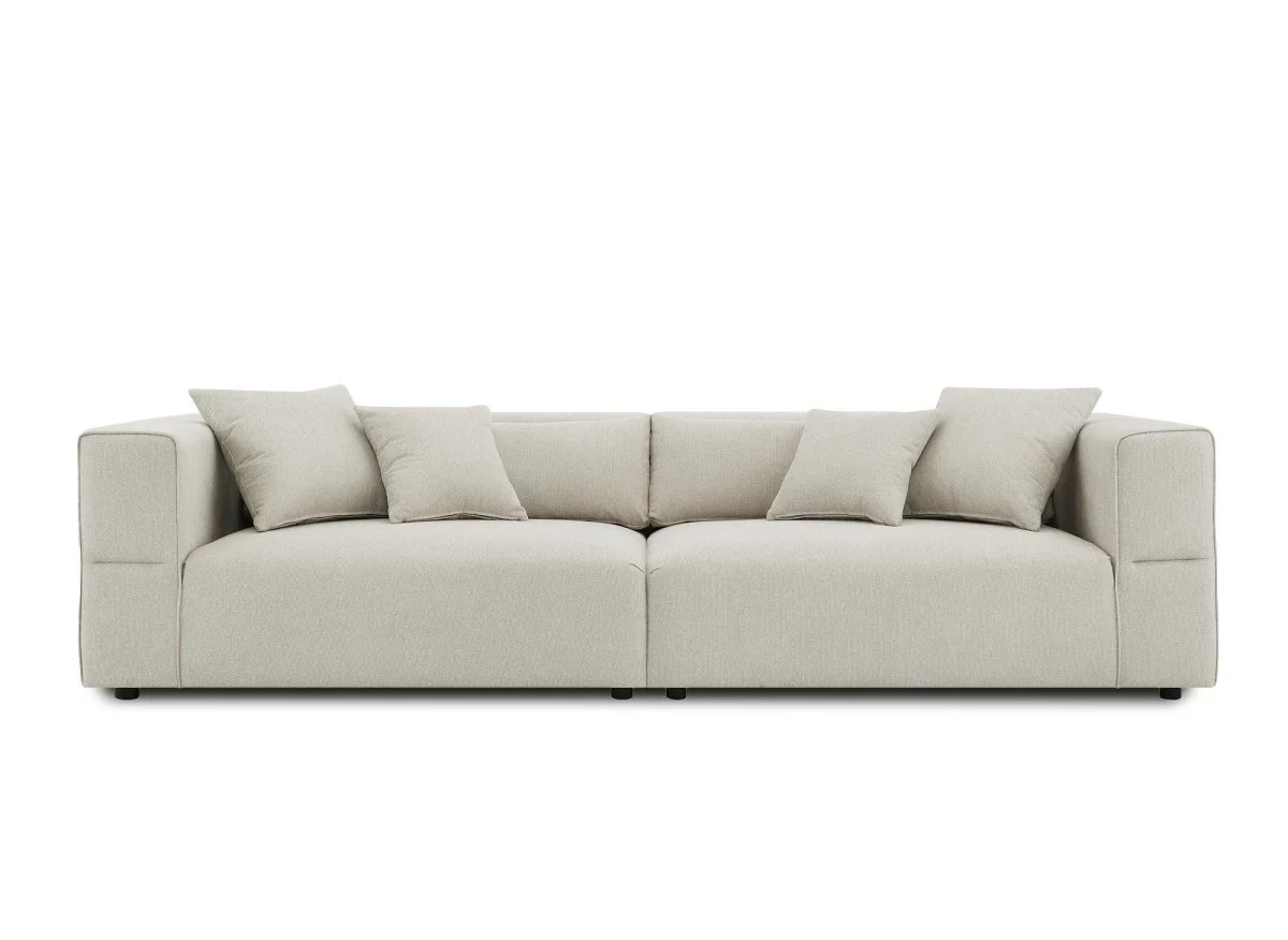 Canapé fixe 4 places en tissu beige EVELYNE - Image 4