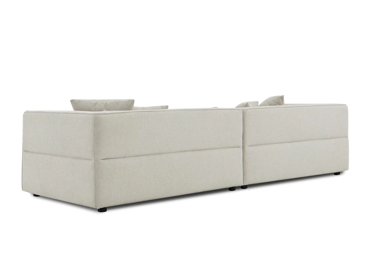 Canapé fixe 4 places en tissu beige EVELYNE - Image 5