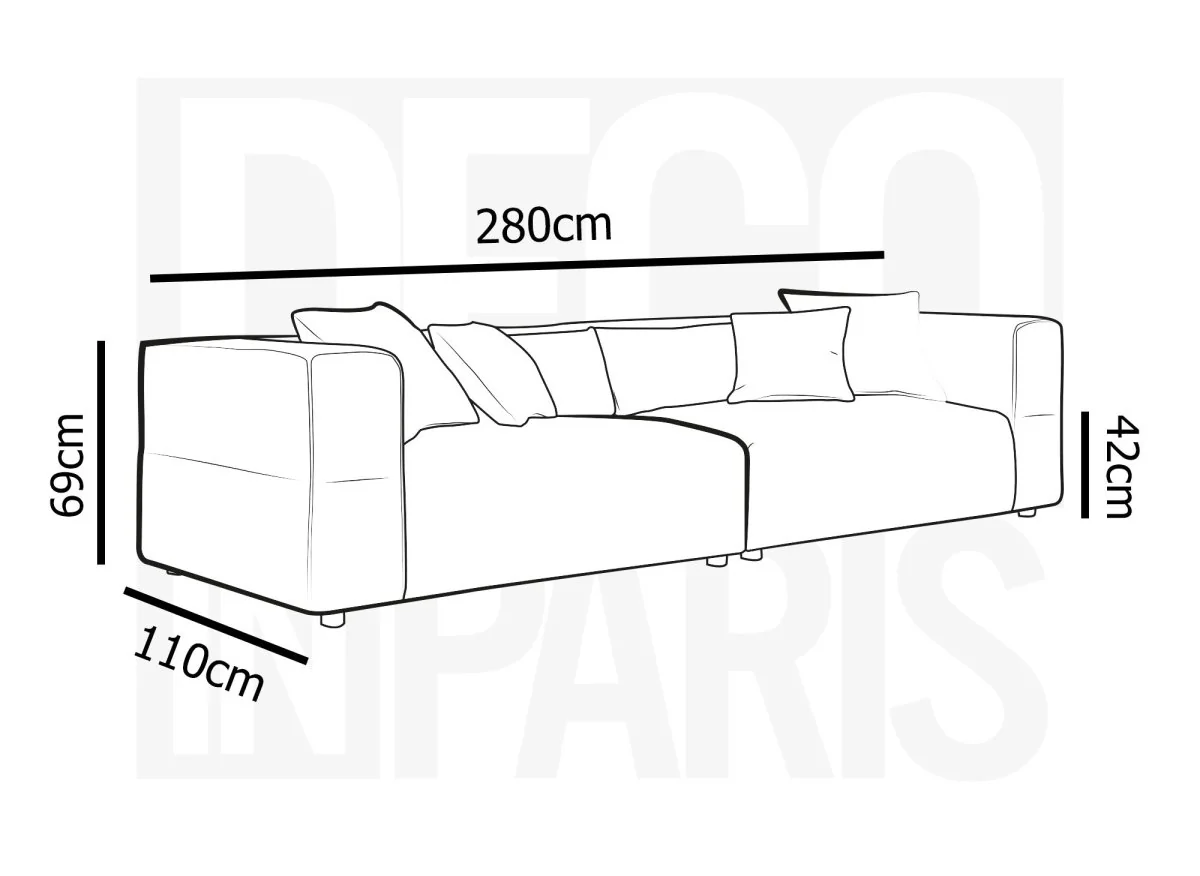 Canapé fixe 4 places en tissu beige EVELYNE - Image 7