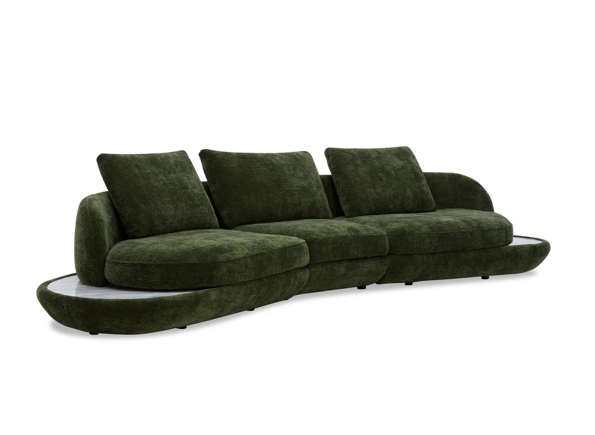Canapé 4 places en velours tissé vert olive DARIUS - Image 3