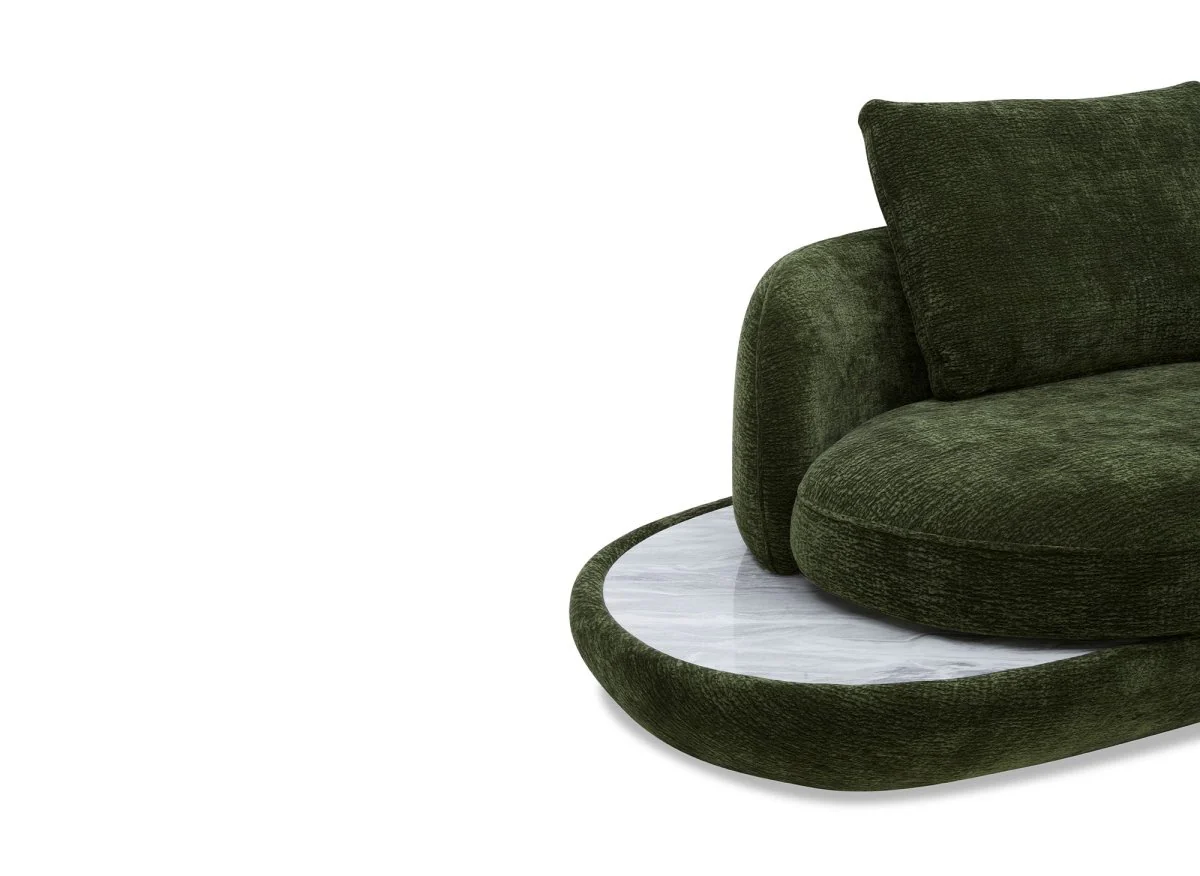 Canapé 4 places en velours tissé vert olive DARIUS - Image 6