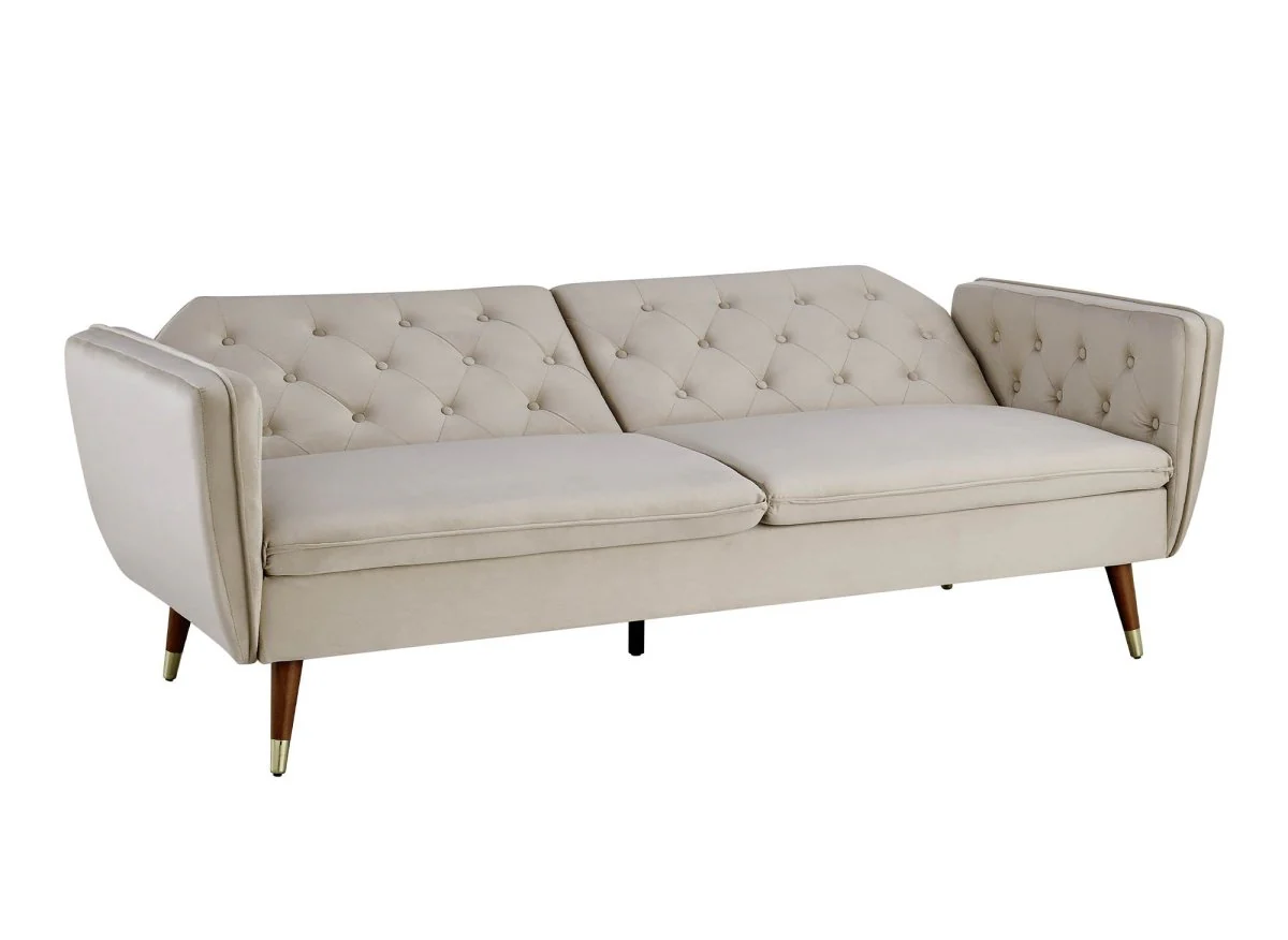 Canapé clic-clac convertible 3 places en tissu velours beige ARIANE - Image 3