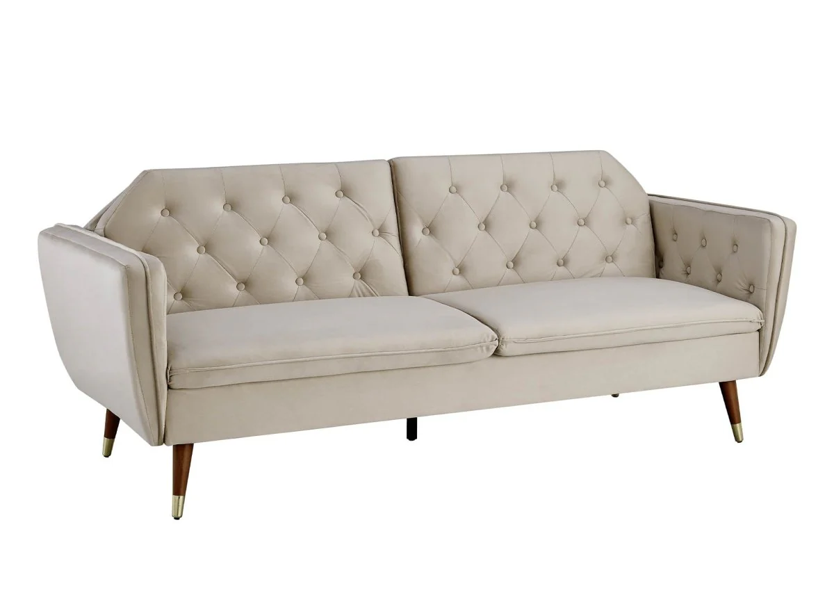 Canapé clic-clac convertible 3 places en tissu velours beige ARIANE - Image 5