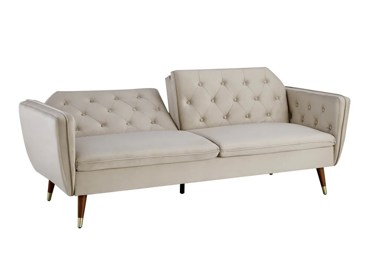 Canapé clic-clac convertible 3 places en tissu velours beige ARIANE - Image 6