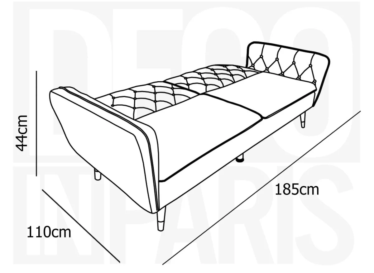 Canapé clic-clac convertible 3 places en tissu velours beige ARIANE - Image 7