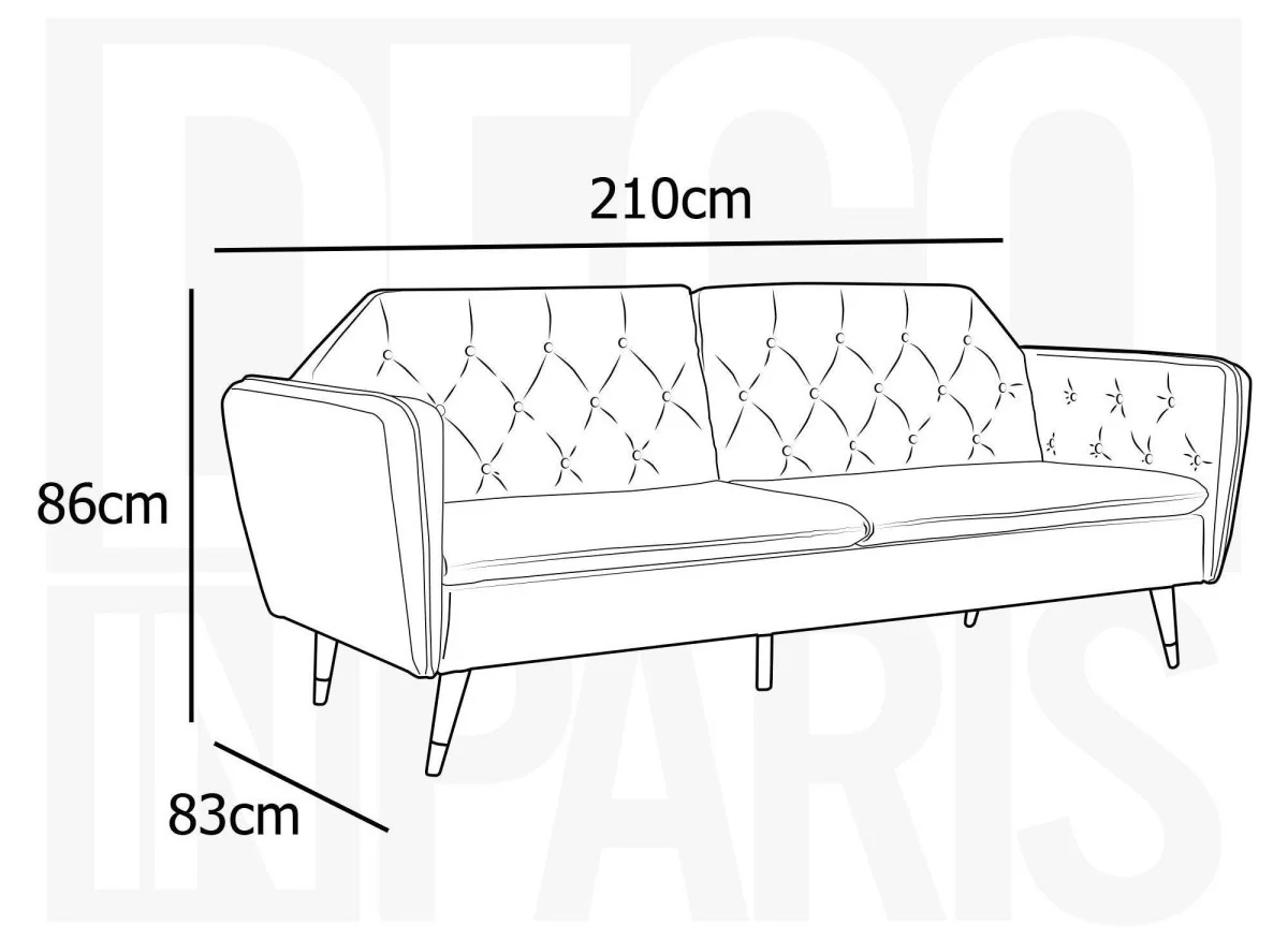 Canapé clic-clac convertible 3 places en tissu velours beige ARIANE - Image 8