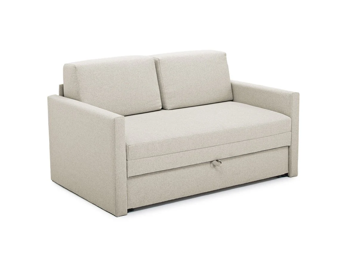 Canapé convertible 2 places avec coffre de rangement en tissu beige YERAZ - Image 4