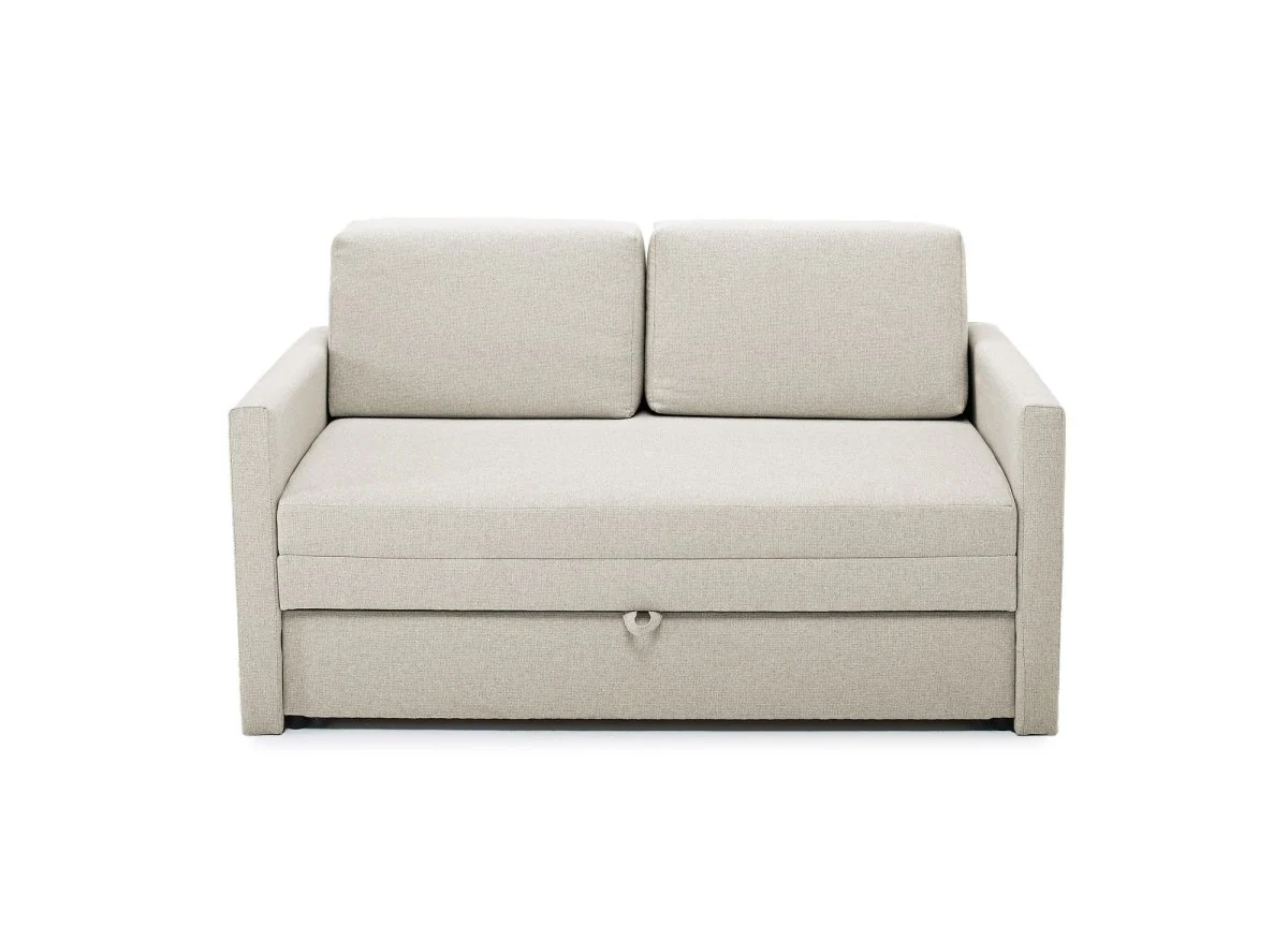 Canapé convertible 2 places avec coffre de rangement en tissu beige YERAZ - Image 6