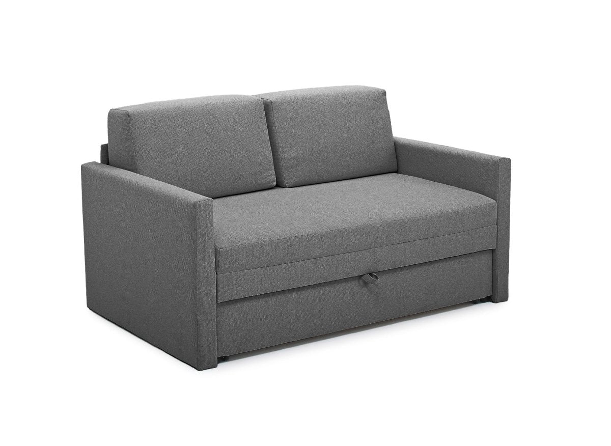 Canapé convertible 2 places avec coffre de rangement en tissu gris YERAZ - Image 4