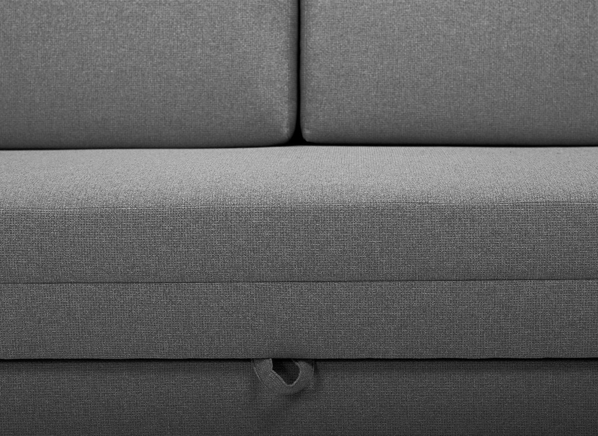 Canapé convertible 2 places avec coffre de rangement en tissu gris YERAZ - Image 9