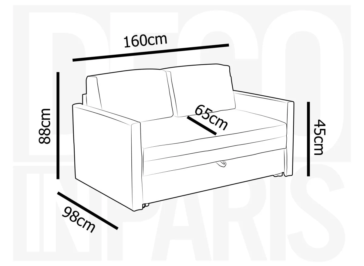 Canapé convertible 2 places avec coffre de rangement en tissu taupe YERAZ - Image 10
