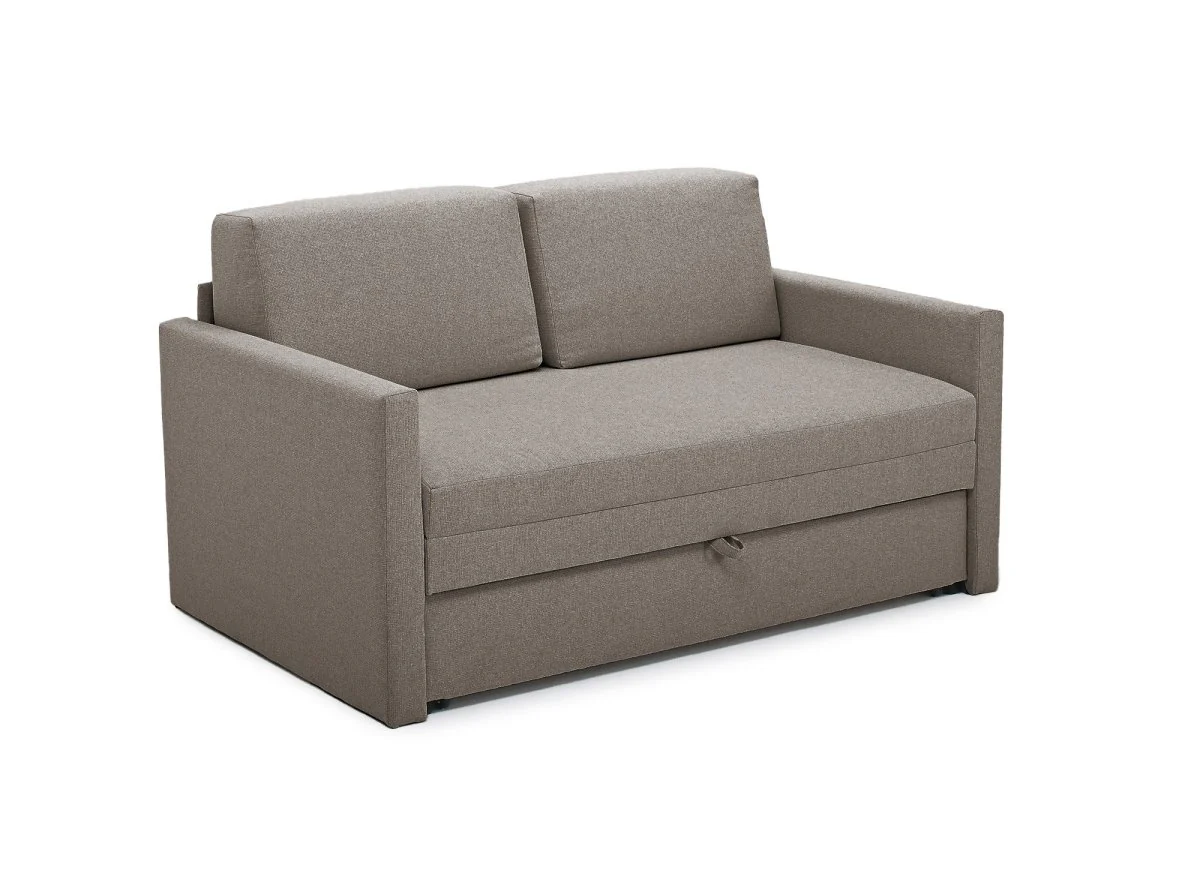 Canapé convertible 2 places avec coffre de rangement en tissu taupe YERAZ - Image 4