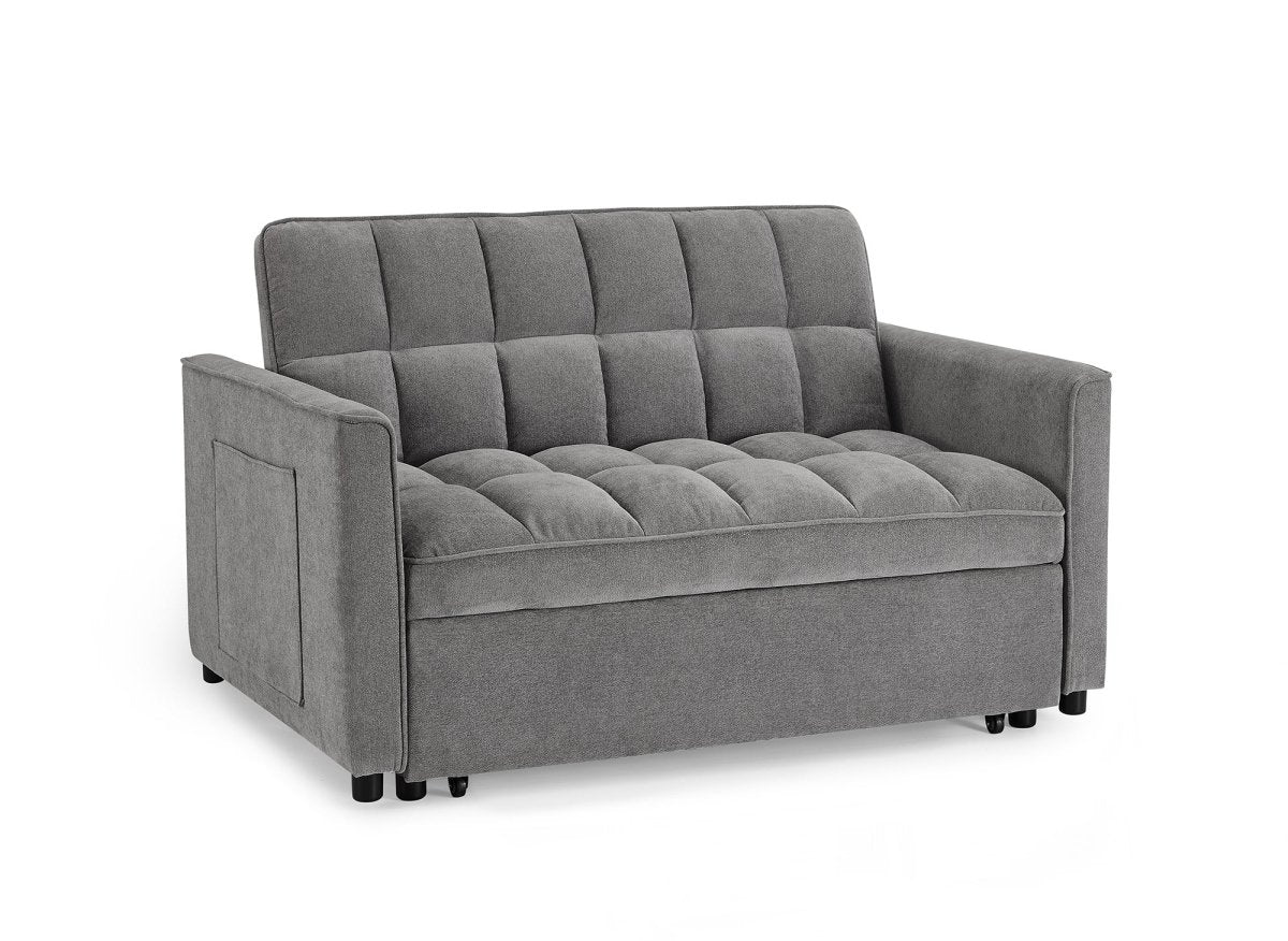 Canapé convertible 2 places en velours texturé gris JASPER - Image 4