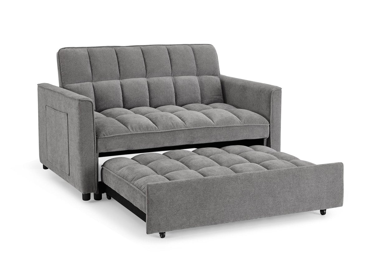 Canapé convertible 2 places en velours texturé gris JASPER - Image 5
