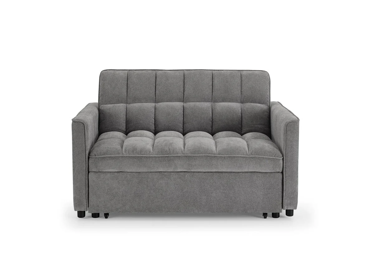 Canapé convertible 2 places en velours texturé gris JASPER - Image 9
