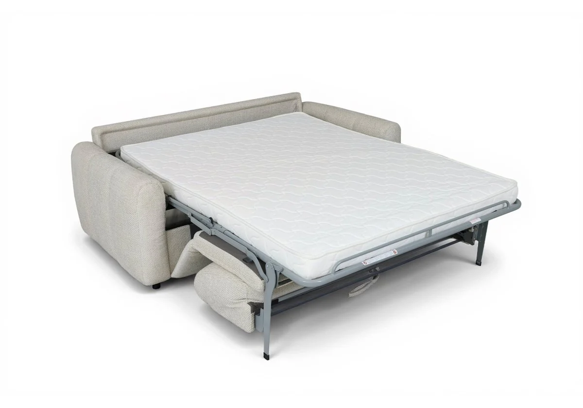 Canapé convertible express 3 places en tissu beige ISANDRO - Image 3