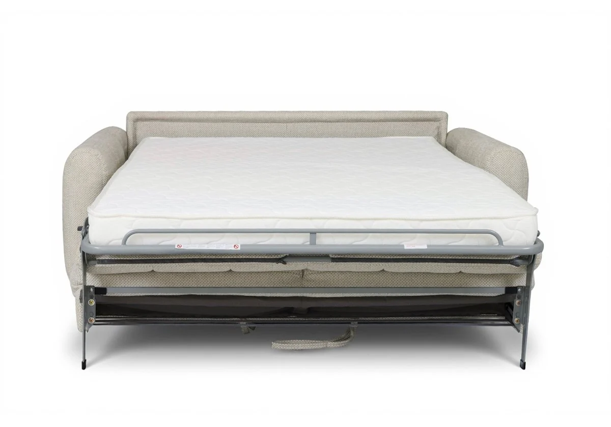 Canapé convertible express 3 places en tissu beige ISANDRO - Image 5