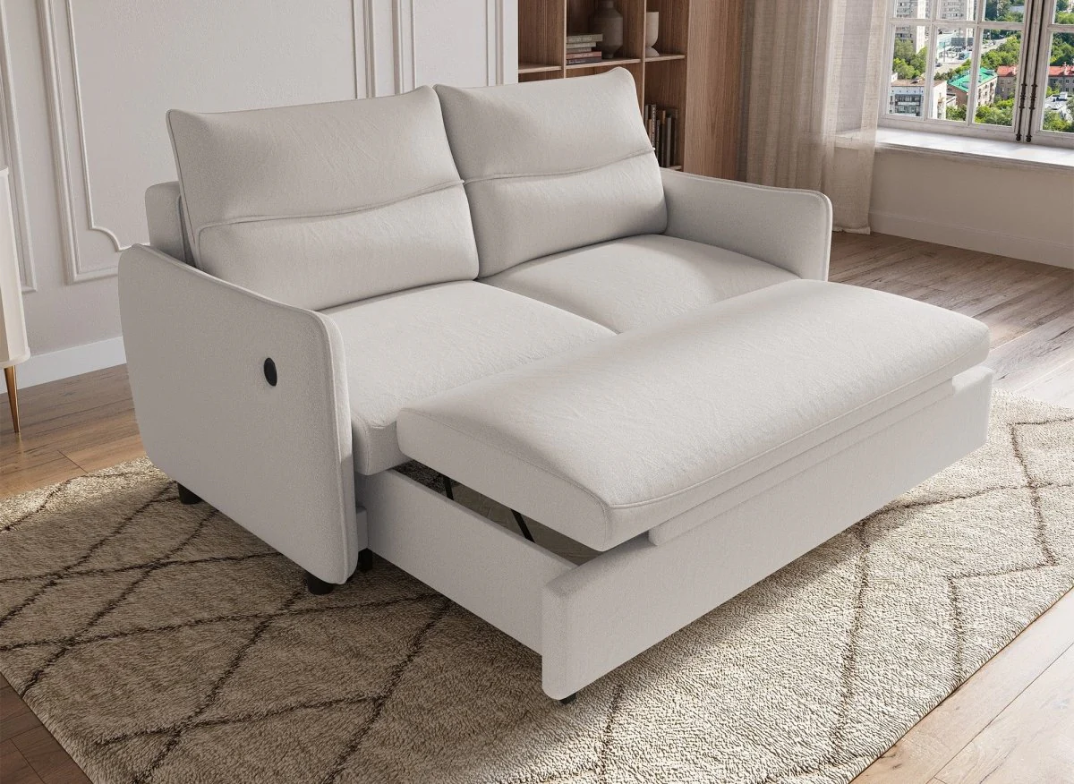 Canapé convertible 3 places en tissu beige ZADIG - Image 3