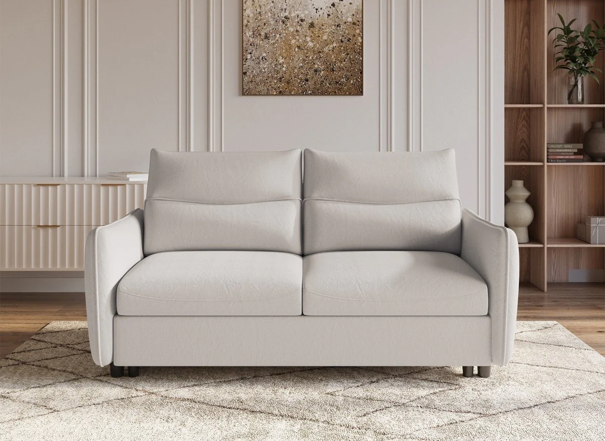 Canapé convertible 3 places en tissu beige ZADIG - Image 4