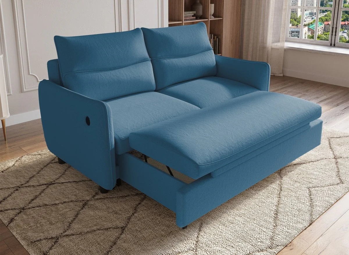 Canapé convertible 3 places en tissu bleu ZADIG - Image 3