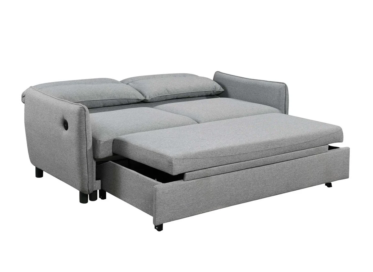 Canapé convertible 3 places en tissu gris clair ZADIG - Image 6