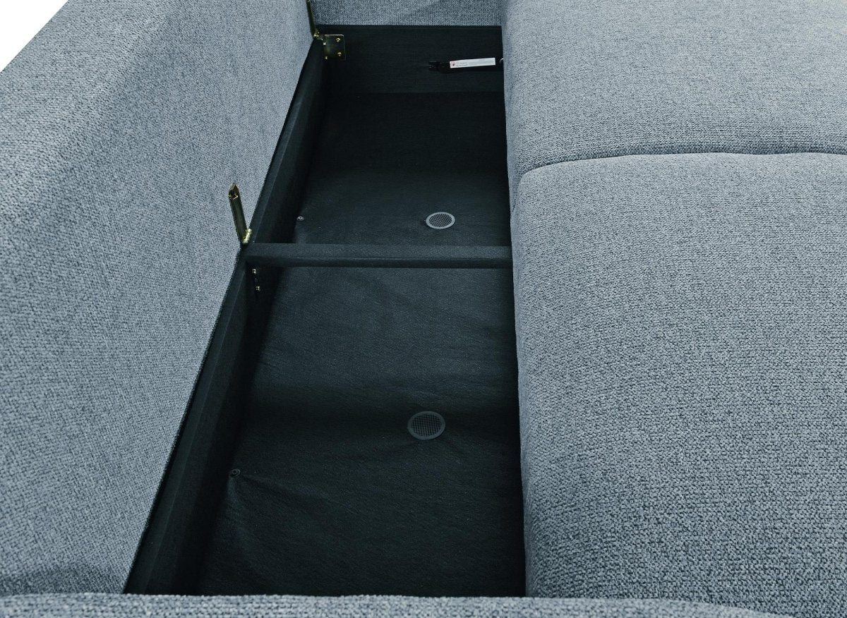 Canapé convertible 3 places en tissu texturé bleu MAYORA - Image 7