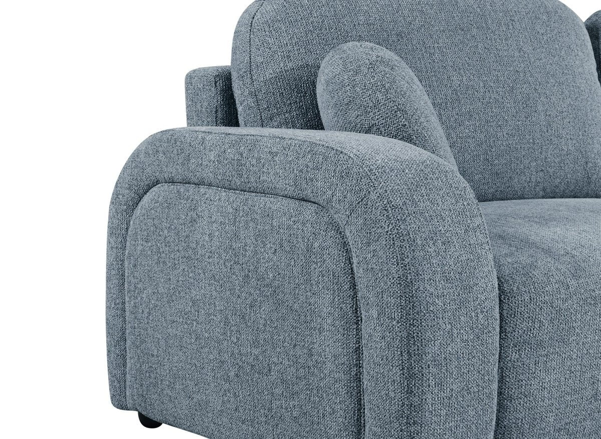 Canapé convertible 3 places en tissu texturé bleu MAYORA - Image 8