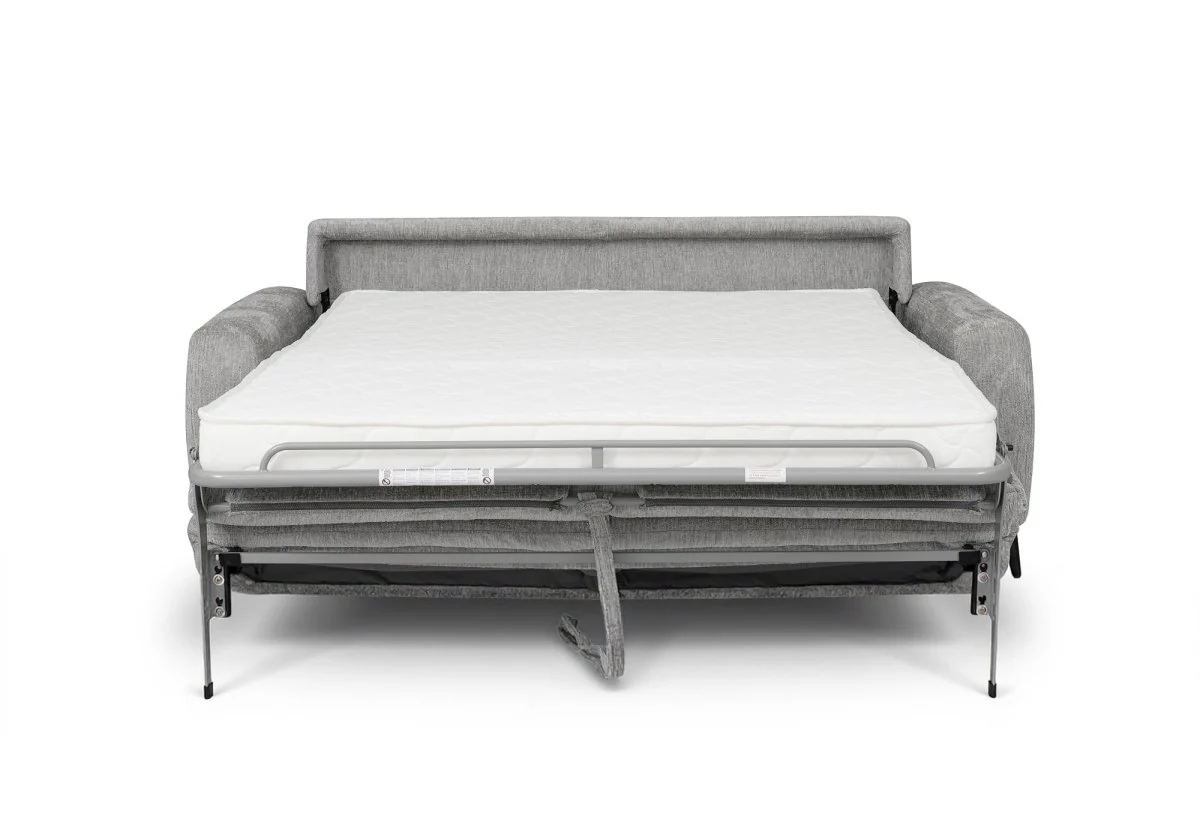 Canapé convertible express 3 places en velours chiné gris clair NONA - Image 8